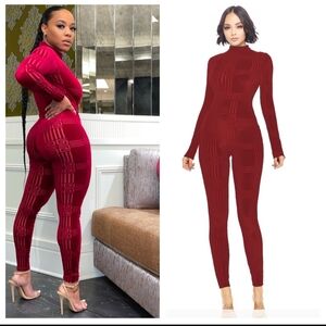 Plus Velour VALENTINES DAY Red Jumpsuit